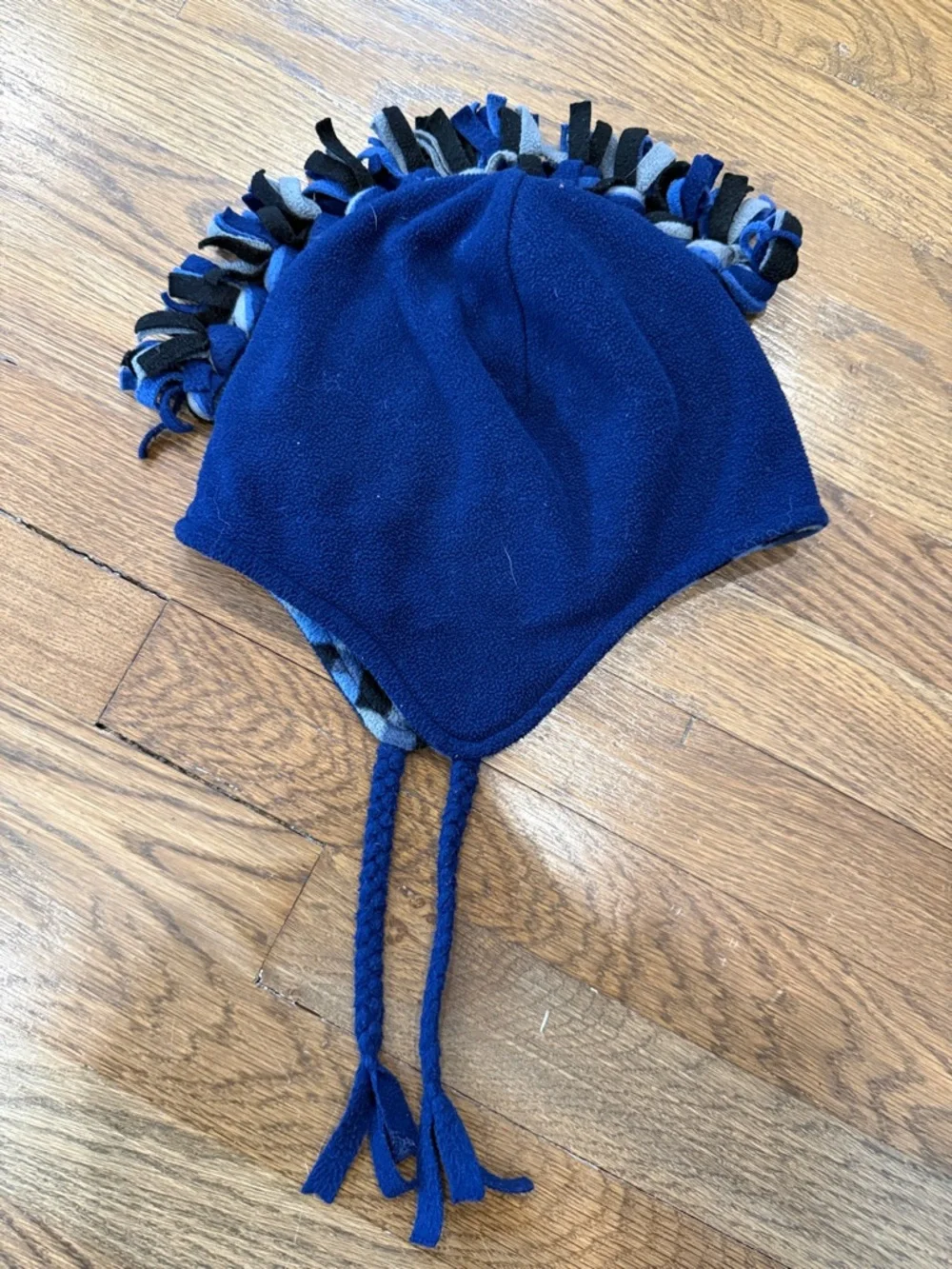 Kids Navy Fleece Earflap Hat with Tassels